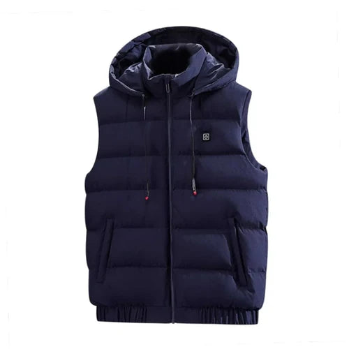 Gilet chauffant capuche bleu